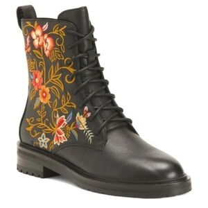 Johnny Was Embroidered Floral Black Boots